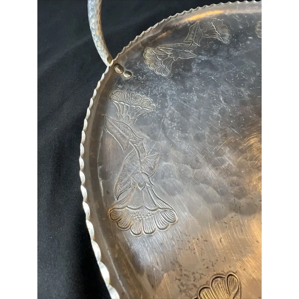 Wrought Farberware Brooklyn NY Aluminum Tray with Hammered Handle‎